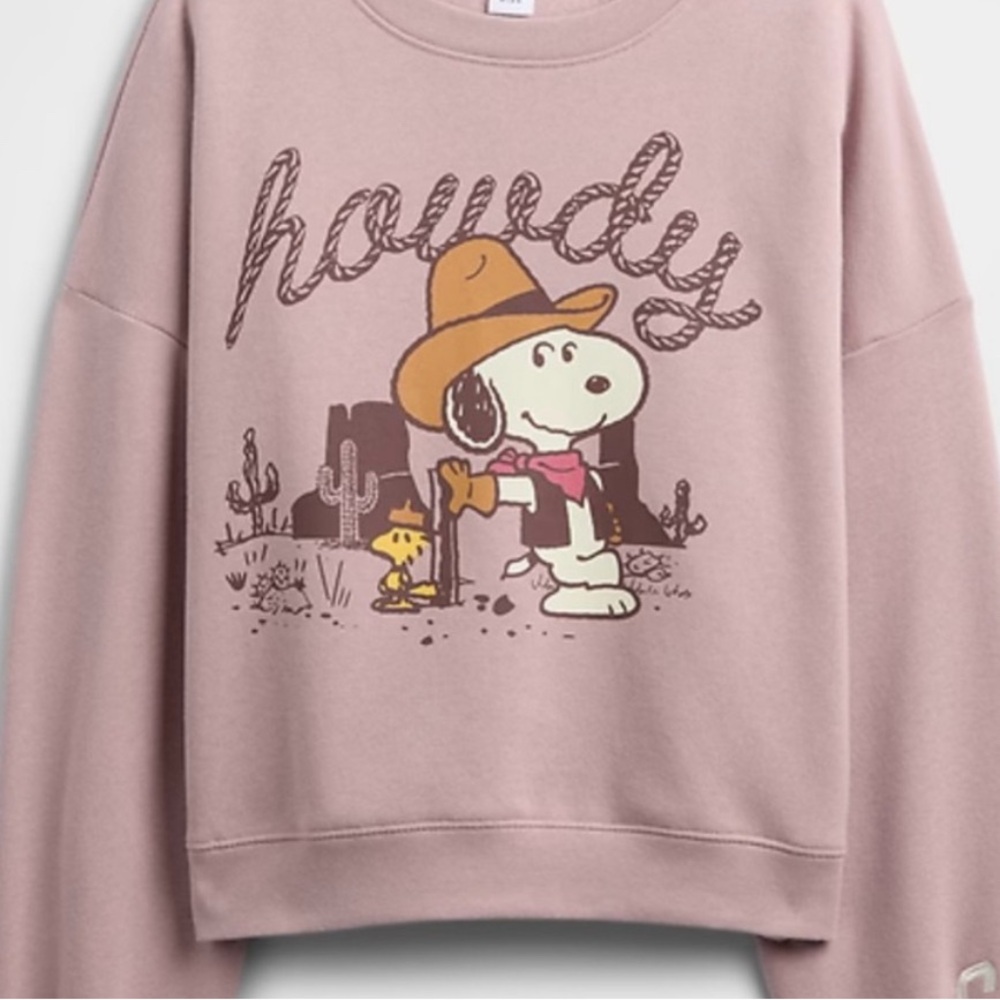Gap Peanuts Western Look Howdy Oversized Graphic Sweatshirt Size XL